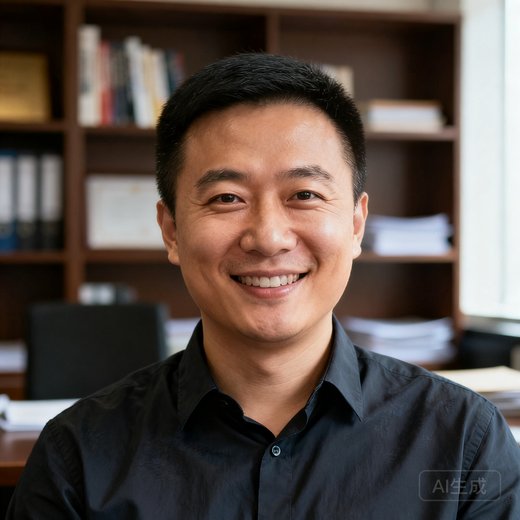 比分网创始人张磊的正面半身照，穿着深色衬衫面带微笑，背景为办公室书架